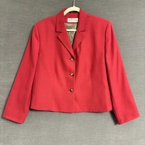 Orvis Blazer Womens 14R Red Wool Blend‎ Career Office Holiday Christmas Classic